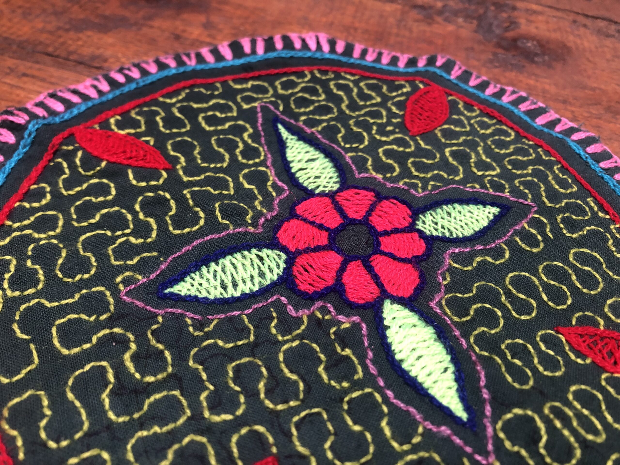 Mushroom Shipibo Round Tapestry 20cm Mushroom | Ceremony Mesa selling | Ayahuasca Ceremony | Protection | Altar Cloth | Mushroom Ceremony